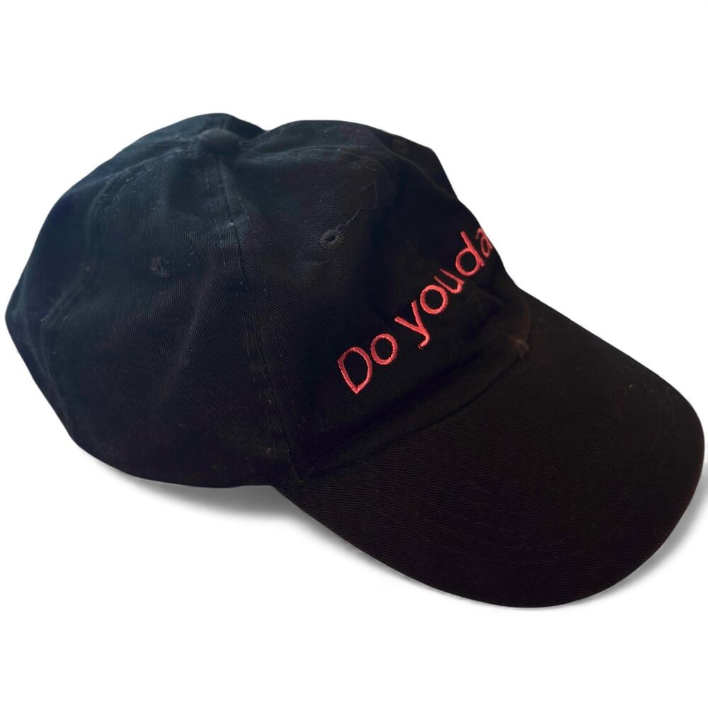 Y2K Britney Spears Curious Perfume Hat "Do You Dare?" Promo Black Strapback Cap - Picture 5 of 13
